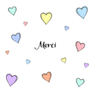 Merci coloré avec des cœurs tendres